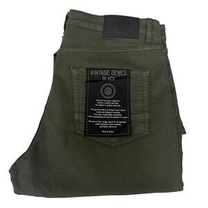 VGB Vintage Genes Black Men's Denim Jean Green Olíve 36W X 32L Slim Fit Stretch